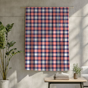 Warme Coral Navy Plaid Deken voor Elk Seizoen