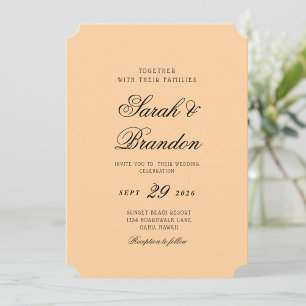 Warme Effen Kleur Minimalistische Script Bruiloft Kaart
