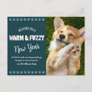 Warme en Fuzzy Huisdier Nieuwjaar Fototypografie B Feestdagenkaart