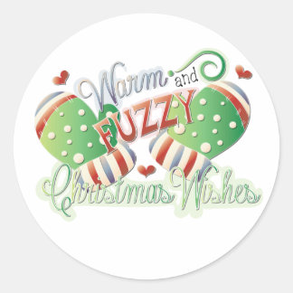 Warme en Fuzzy Kerstwensen Vakantie Ronde Sticker