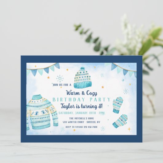 Warme en Gezellige Uitnodiging van het Verjaardags (Staand voorkant)