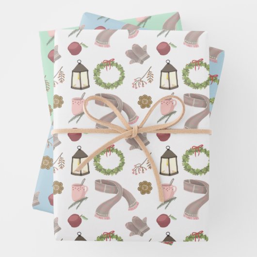 Warme en gezellige winter dingen inpakpapier vel (In situ)