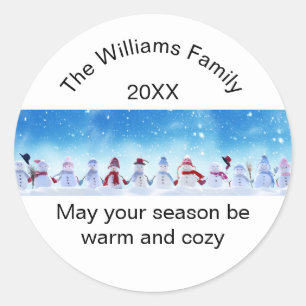 Warme en knusse sneeuwmannen - Cirkelsticker Ronde Sticker