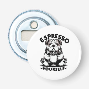 Warme Espresso Bulldog Button Flesopener