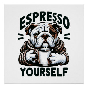 Warme Espresso Bulldog - Cozy Coffee Perfect Poster