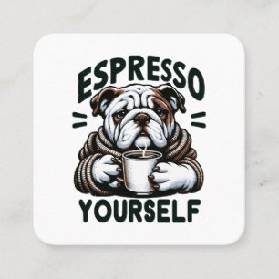 Warme Espresso Bulldog - Gezellige koffie Vierkante Visitekaartje