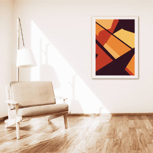 Warme geometrische abstracte wandkunst poster