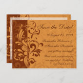 Warme Gouden Herfst Swirl Save the Date Aankondigingskaart (Voorkant / Achterkant)