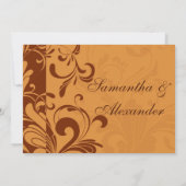 Warme gouden herfst werveling bruiloft uitnodiging (Achterkant)