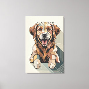 Warme Goudkleurige Retriever Mozaïek Canvas Afdruk
