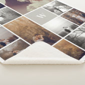 Warme Grijze Moderne Monogram Minimalistische Foto Sherpa Deken (3/4)