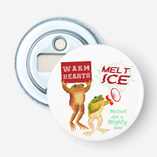 Warme harten smelten ijs button flesopener