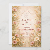 Warme Herfst Bloemige Bruiloft Save The Date (Voorkant)