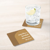 Warme herfst bruine boog aangepaste retro bruiloft vierkante kartonnen onderzetter (Insitu)