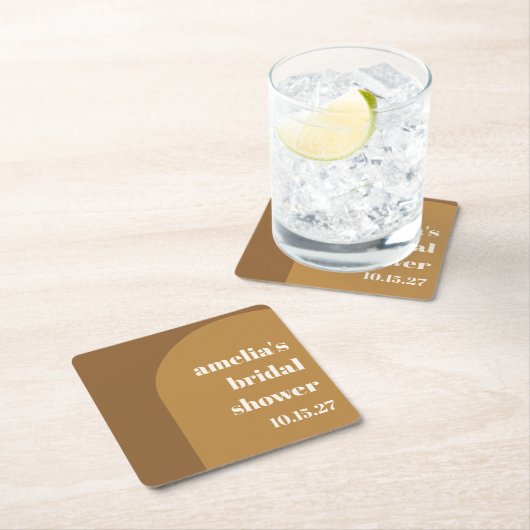 Warme herfst bruine boog aangepaste retro bruiloft vierkante kartonnen onderzetter (Insitu)