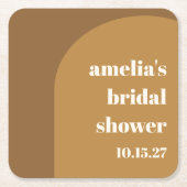 Warme herfst bruine boog aangepaste retro bruiloft vierkante kartonnen onderzetter (Voorkant)