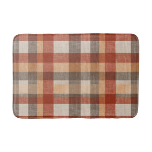 Warme herfst geruite stoftextuur in roest en beige badmat