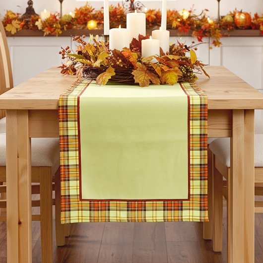 Warme herfst geruite tafelloper medium