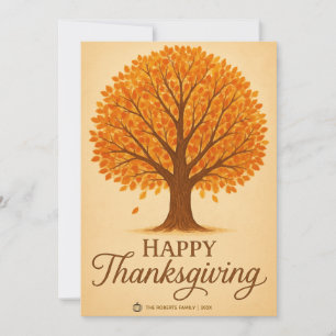 Warme herfstboom Happy Thanksgiving-kerstkaart Feestdagenkaart