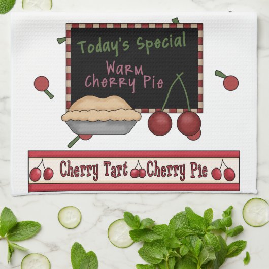 Warme kersentaart keukenhanddoek (Gevouwen)