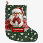 Warme Kerstman Vakantie Stocking Gepersonaliseerd Grote Kerstsok (Voorkant)
