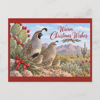 Warme kerstwensen - Gambel Kwartelfamilie Briefkaart