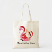 Warme kerstwensen grappige kerstman vakantie tote bag (Voorkant)