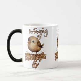 Warme kleine artistieke vogel magische mok