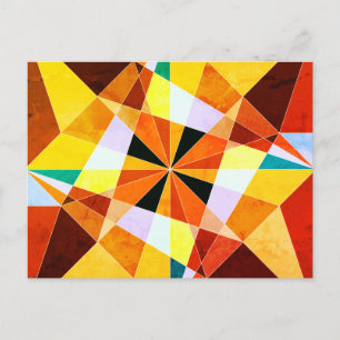 Warme kleuren koele hoekige geometrische vormen briefkaart