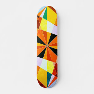 Warme kleuren koele hoekige geometrische vormen skateboard
