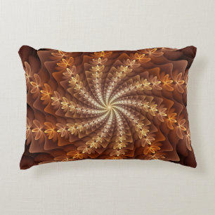 Warme kleuren, Trippy Modern Fractal Art Patroon Accent Kussen