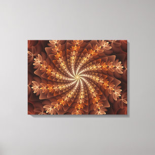 Warme kleuren, Trippy Modern Fractal Art Patroon Canvas Afdruk