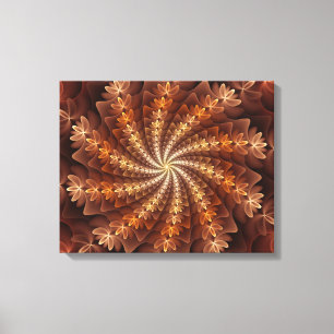 Warme kleuren, Trippy Modern Fractal Art Patroon Canvas Afdruk