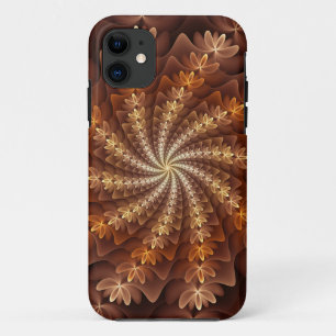 Warme kleuren, Trippy Modern Fractal Art Patroon iPhone 11 Hoesje