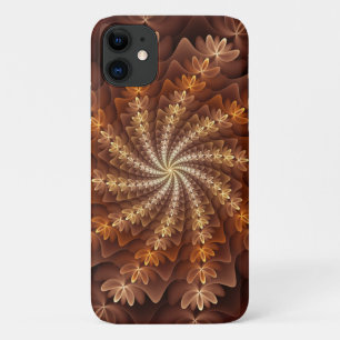 Warme kleuren, Trippy Modern Fractal Art Patroon iPhone 11 Hoesje