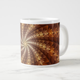 Warme kleuren, Trippy Modern Fractal Art Patroon Extra Grote Beker
