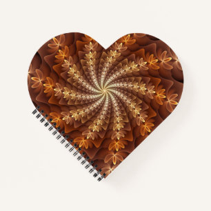Warme kleuren, Trippy Modern Fractal Art Patroon Notitieboek