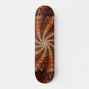 Warme kleuren, Trippy Modern Fractal Art Patroon Skateboard