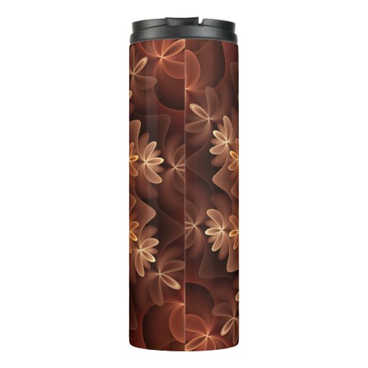 Warme kleuren, Trippy Modern Fractal Art Patroon Thermosbeker (Achterkant)