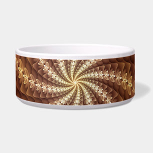 Warme kleuren, Trippy Modern Fractal Art Patroon Voerbakje