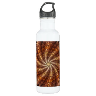 Warme kleuren, Trippy Modern Fractal Art Patroon Waterfles