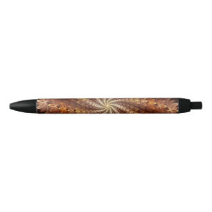 Warme kleuren, Trippy Modern Fractal Art Patroon Zwarte Inkt Pen
