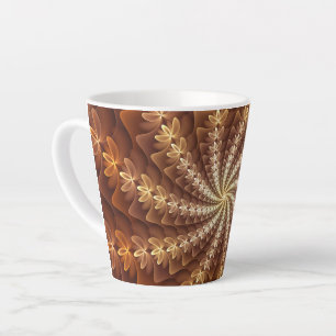 Warme kleuren, trippy modern fractal kunstpatroon latte mok