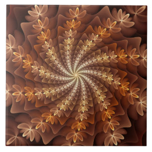 Warme kleuren, trippy modern fractal kunstpatroon tegeltje