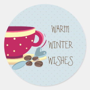 Warme koffie Allerwarmste Winter Wensen stickers