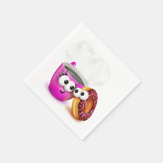 Warme koffie en een donut papier servetten (Hoek)