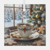 Warme koffie en peperkoekkoekjes Kerstmis Glas Ornament (Voorkant)