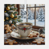 Warme koffie en peperkoekkoekjes Kerstmis Glas Ornament (Achterkant)
