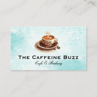 Warme koffie in de beker visitekaartje