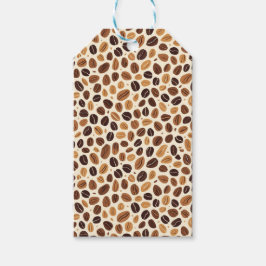 Warme koffieboonroasttinten Naadloos patroon Cadeaulabel
